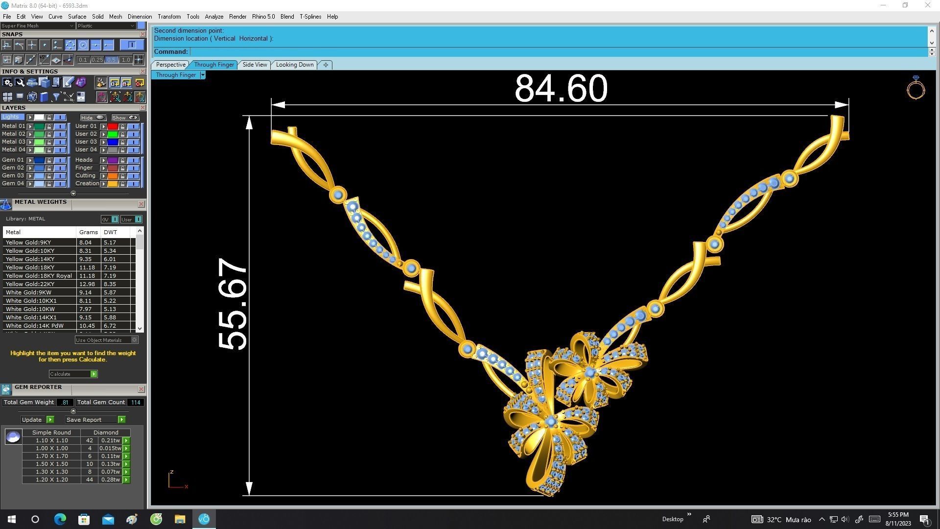 6593 Jewelry Art Gold Flower Women Necklace 3D print model_6