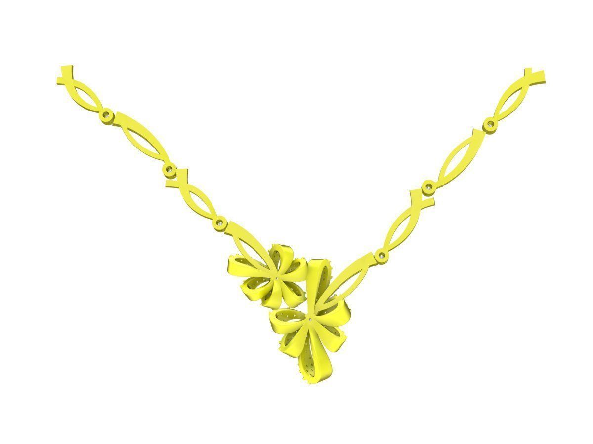 6593 Jewelry Art Gold Flower Women Necklace 3D print model_1