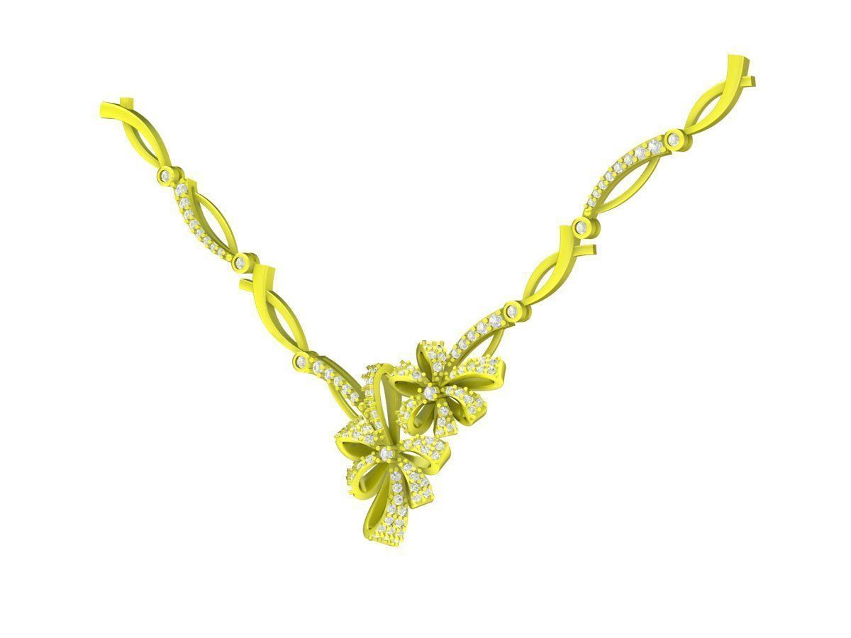 6593 Jewelry Art Gold Flower Women Necklace 3D print model_2
