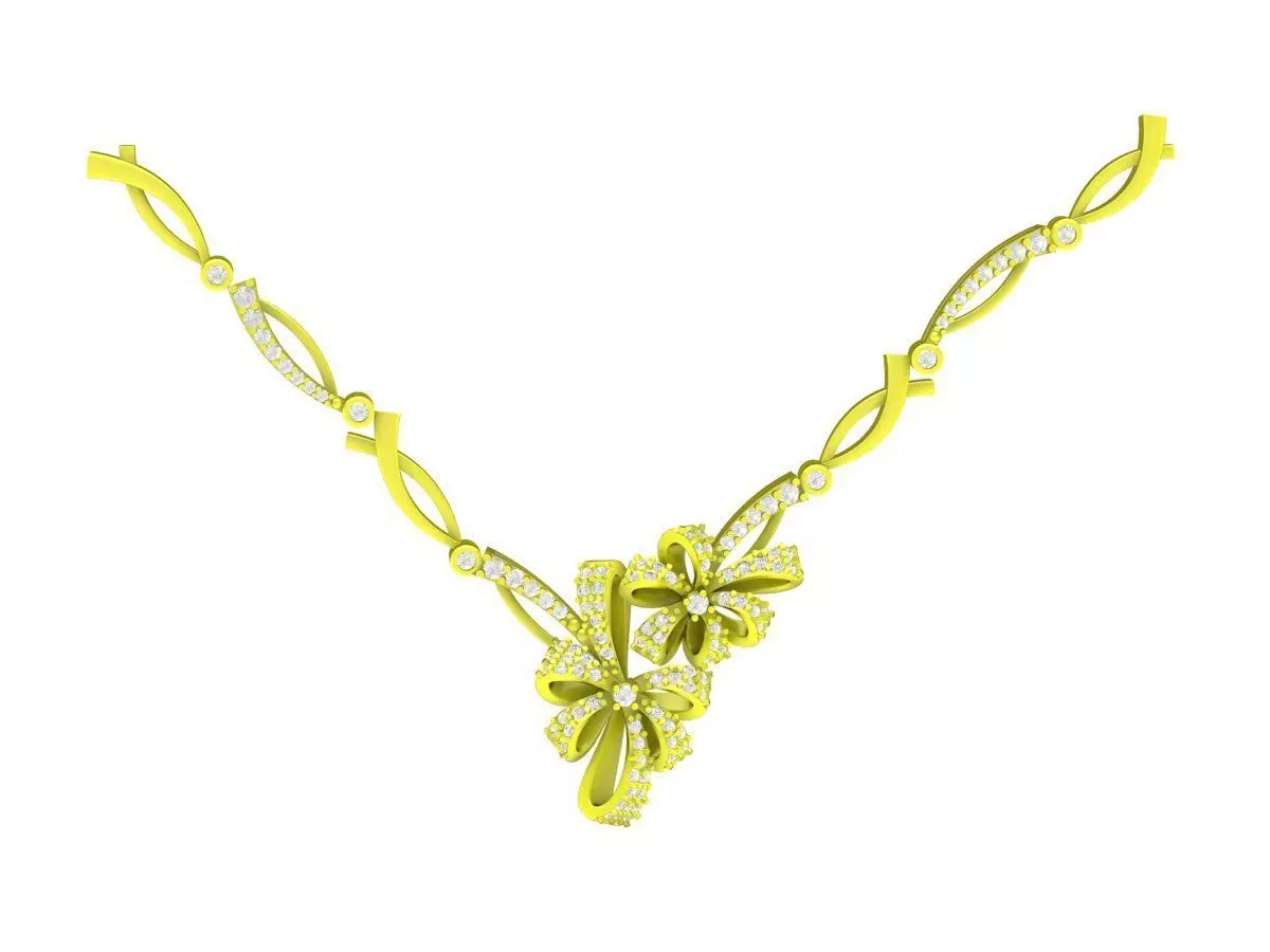 6593 Jewelry Art Gold Flower Women Necklace 3D print model_0