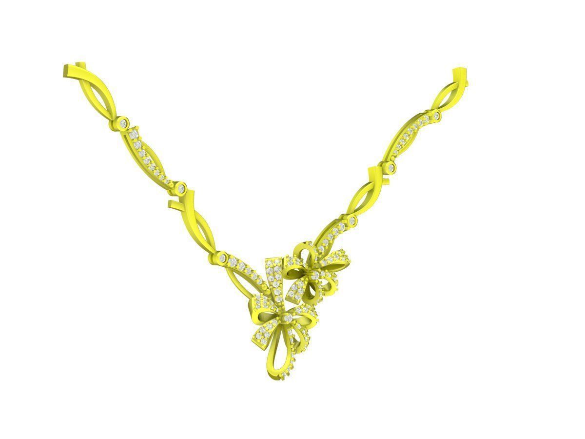 6593 Jewelry Art Gold Flower Women Necklace 3D print model_4