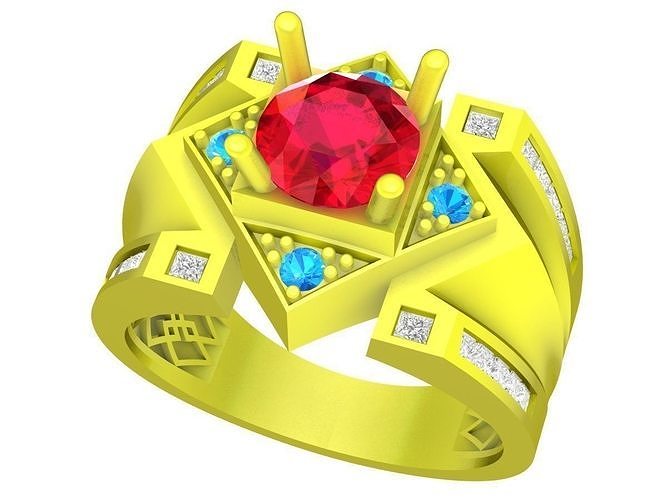 6595 Korean Style Diamond Men Ring 3D print model