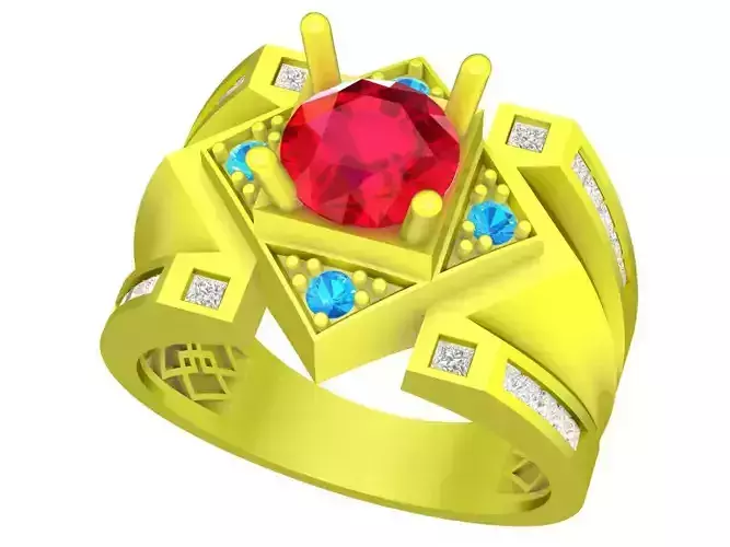6595 Korean Style Diamond Men Ring 3D print model