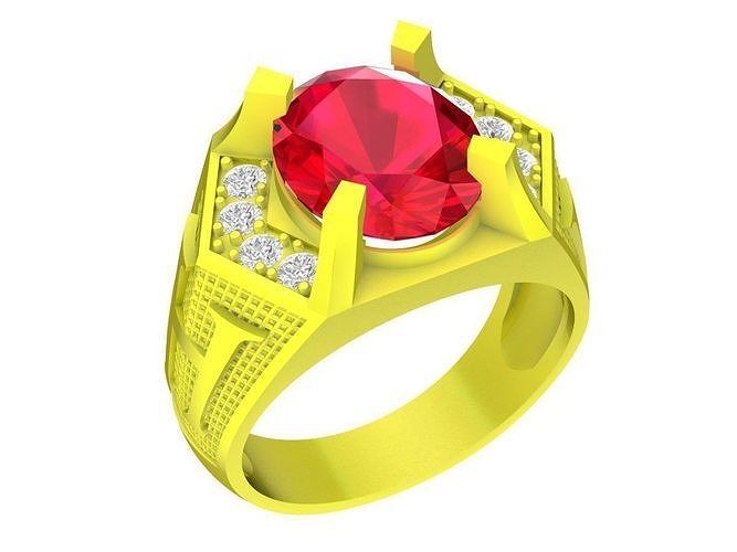 6597 Korean Style Oval Diamond Men Ring 3D print model