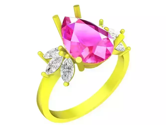 6603 korean style pear diamond women ring