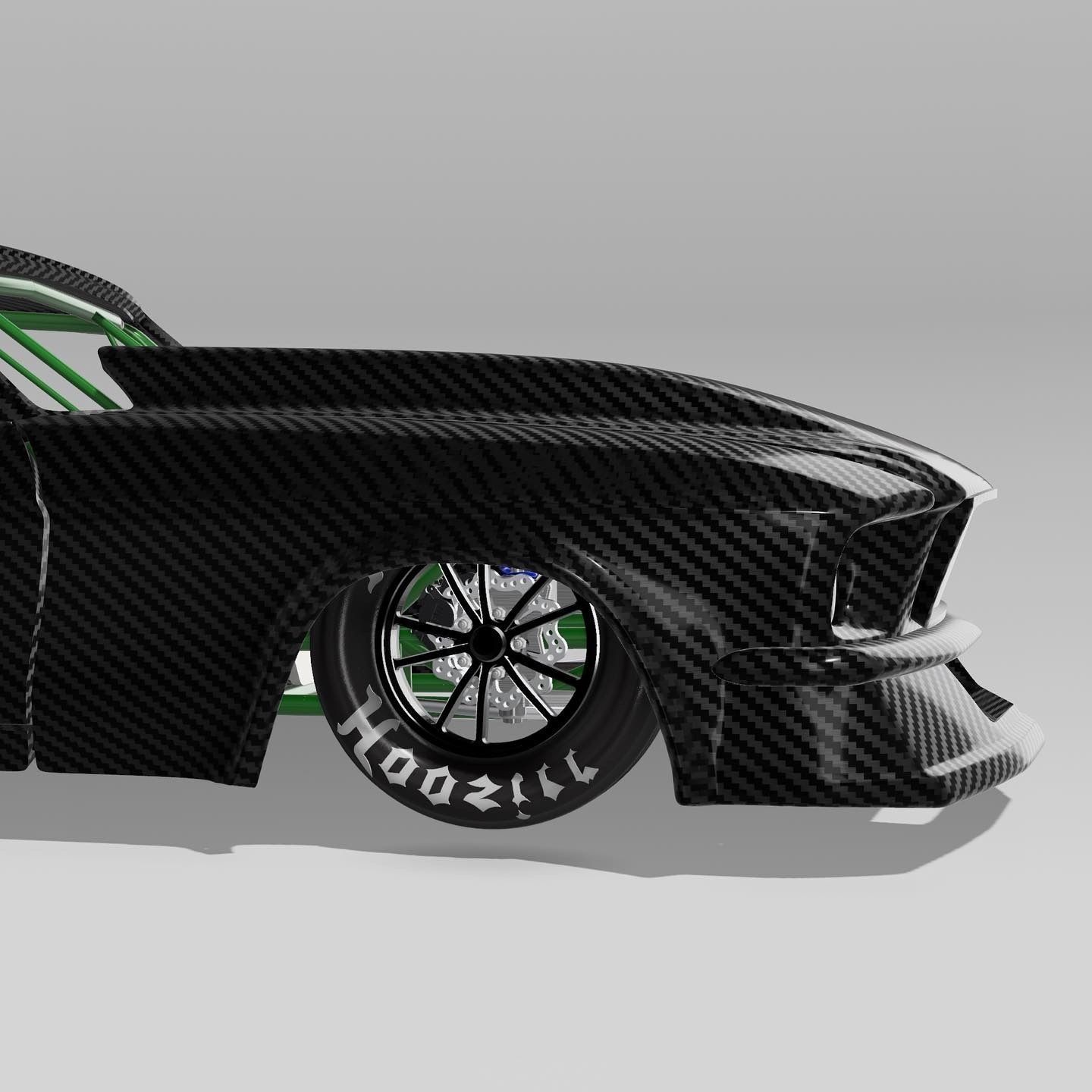 1967 STANG Fastback ProMod Drag Tire set Front N Back Hoosiers 3D print model_8