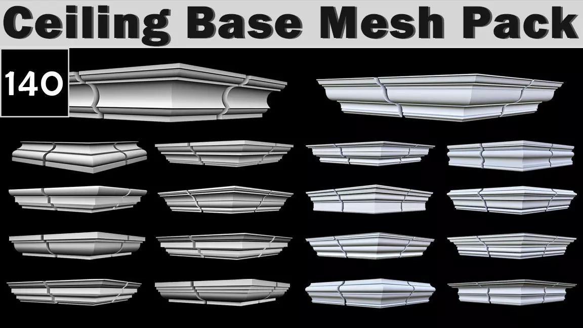 140 Ceiling Base Mesh Pack Low-poly 3D model_0