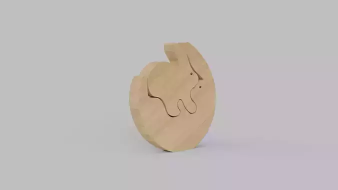 Wooden Rabbit Showpiece 3D model