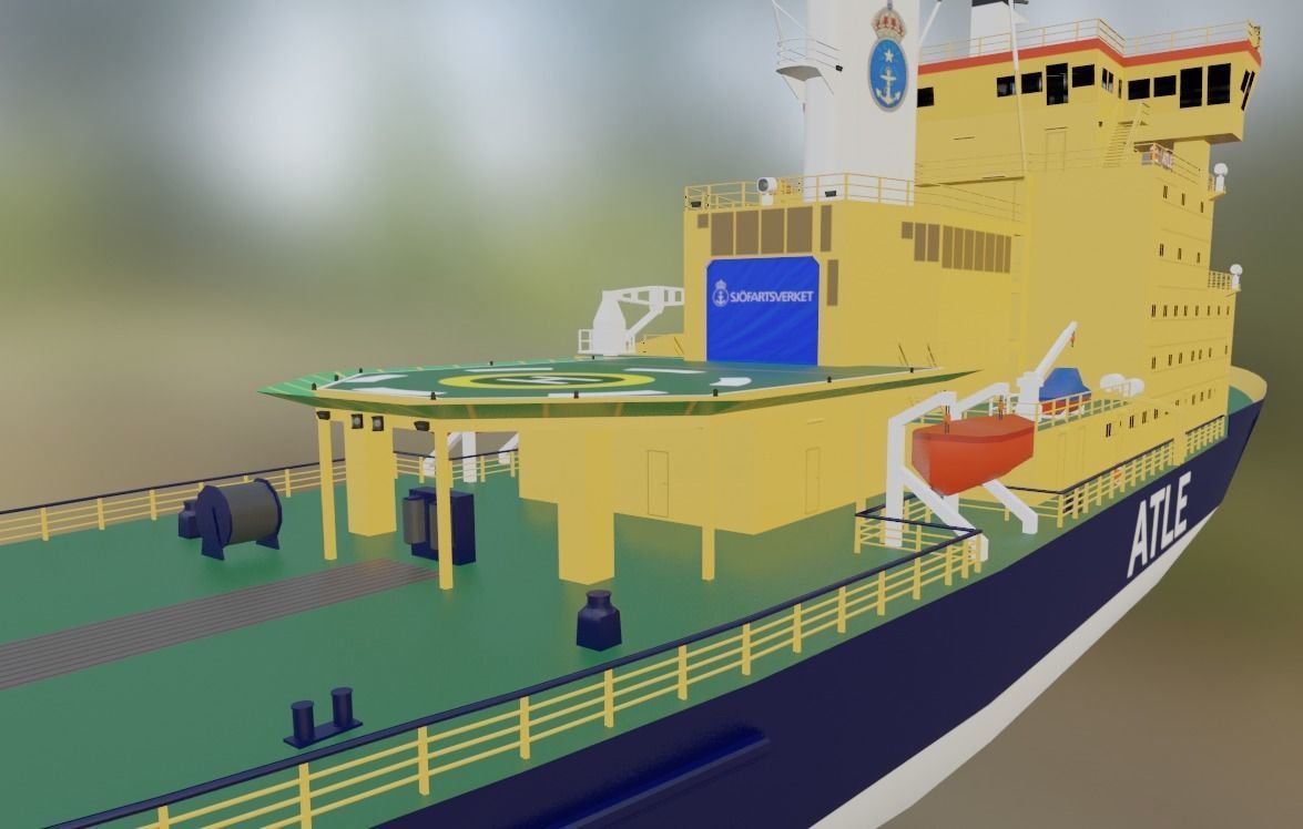 Swedish Atle class icebreakers Atle Frej Ymer Low-poly 3D model_10