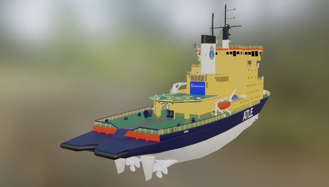 Swedish Atle class icebreakers Atle Frej Ymer Low-poly 3D model_8