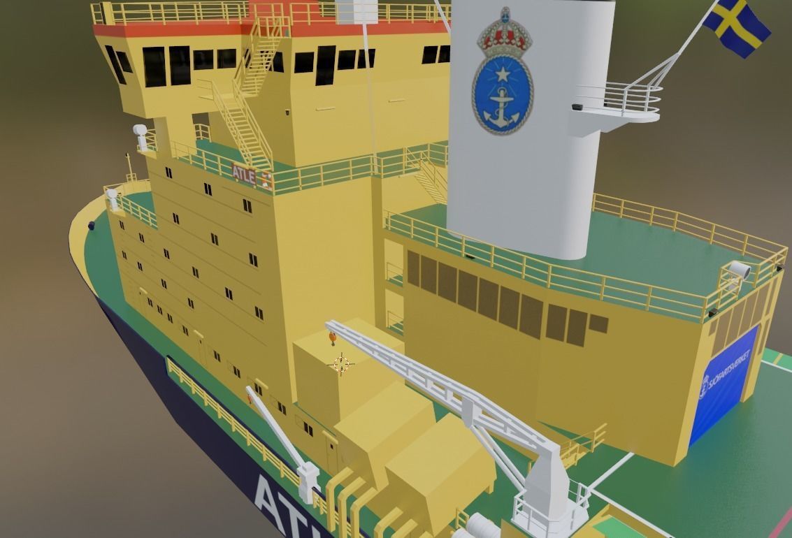 Swedish Atle class icebreakers Atle Frej Ymer Low-poly 3D model_14