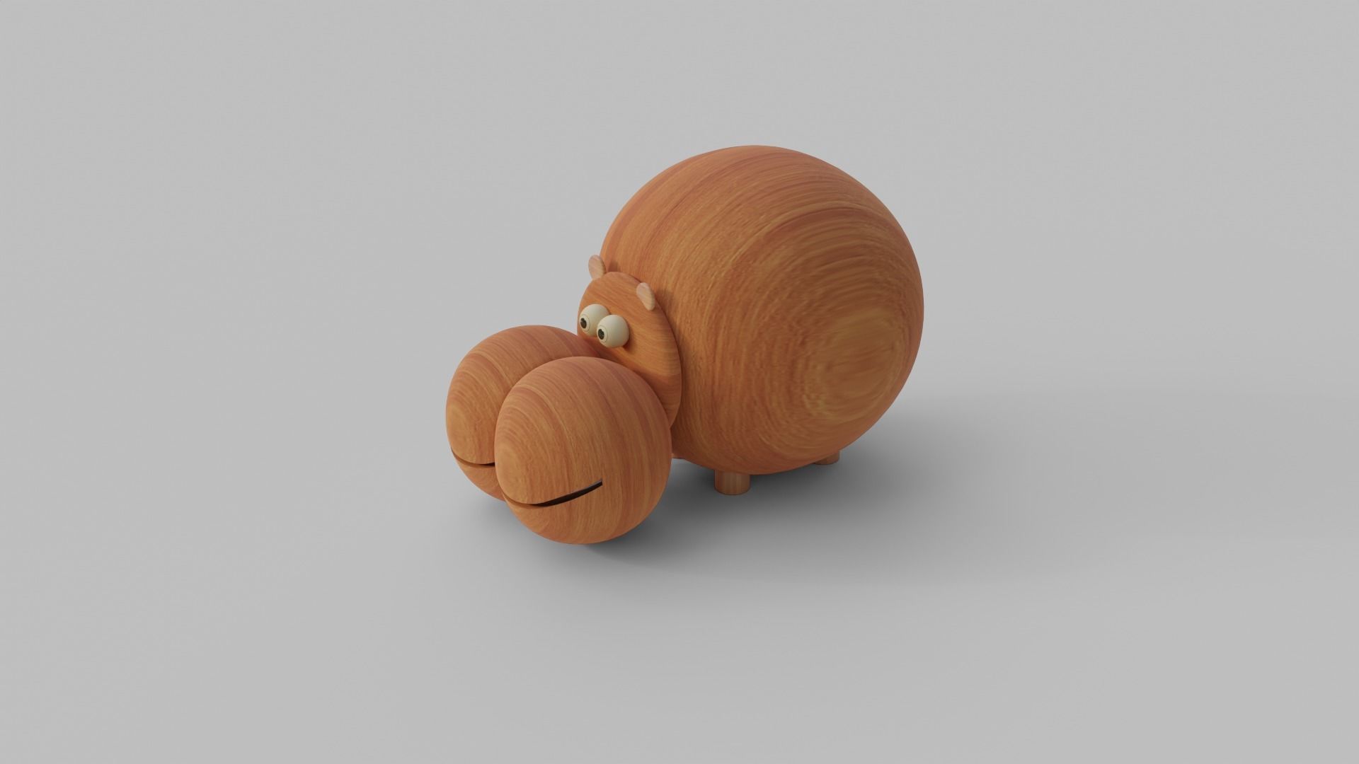 Wooden Carving Hippo Theme Showpiece 3D model_1