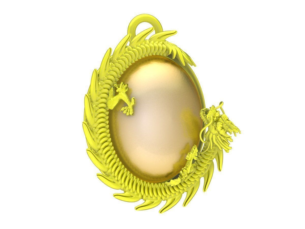 6621 Jewerly Art Dragon Oval Ruby Men pendant 3D print model_4