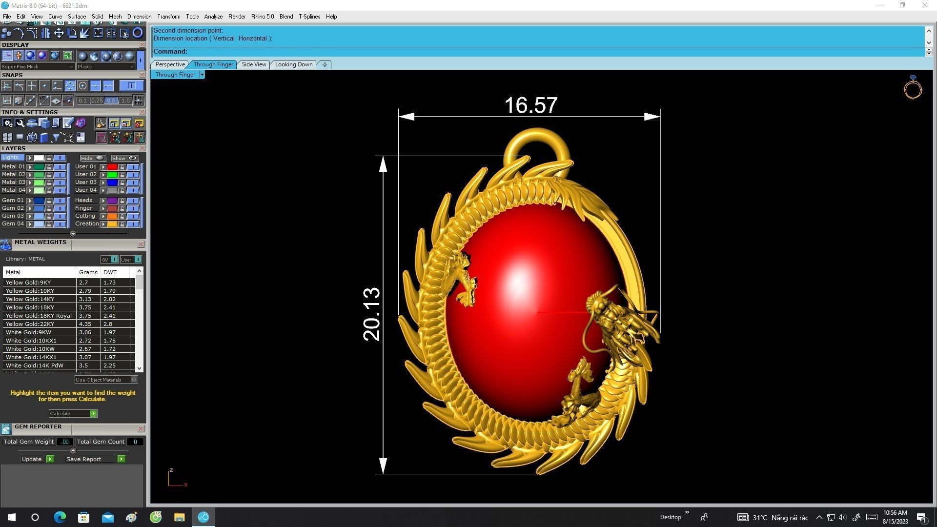 6621 Jewerly Art Dragon Oval Ruby Men pendant 3D print model_7
