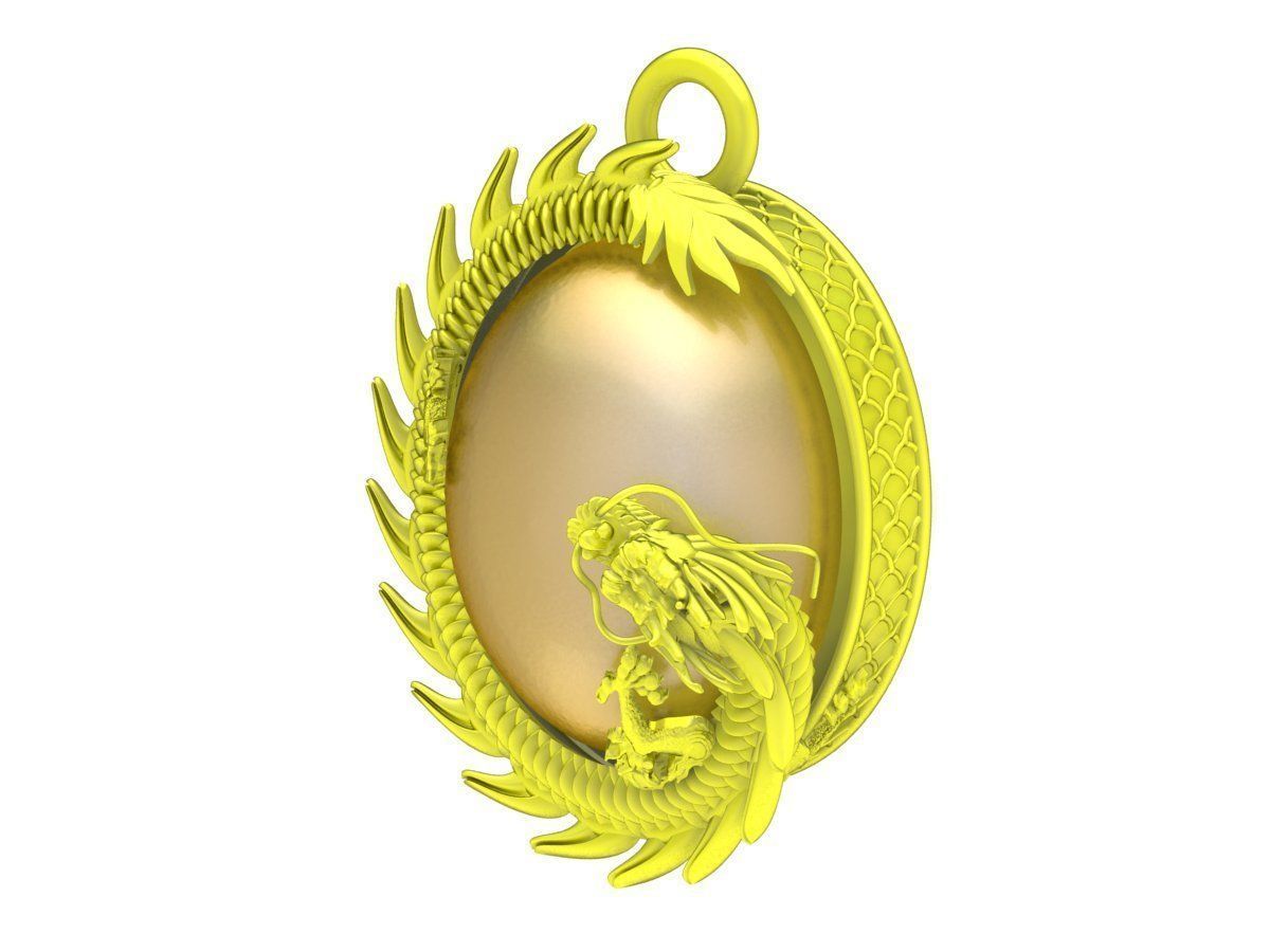 6621 Jewerly Art Dragon Oval Ruby Men pendant 3D print model_1