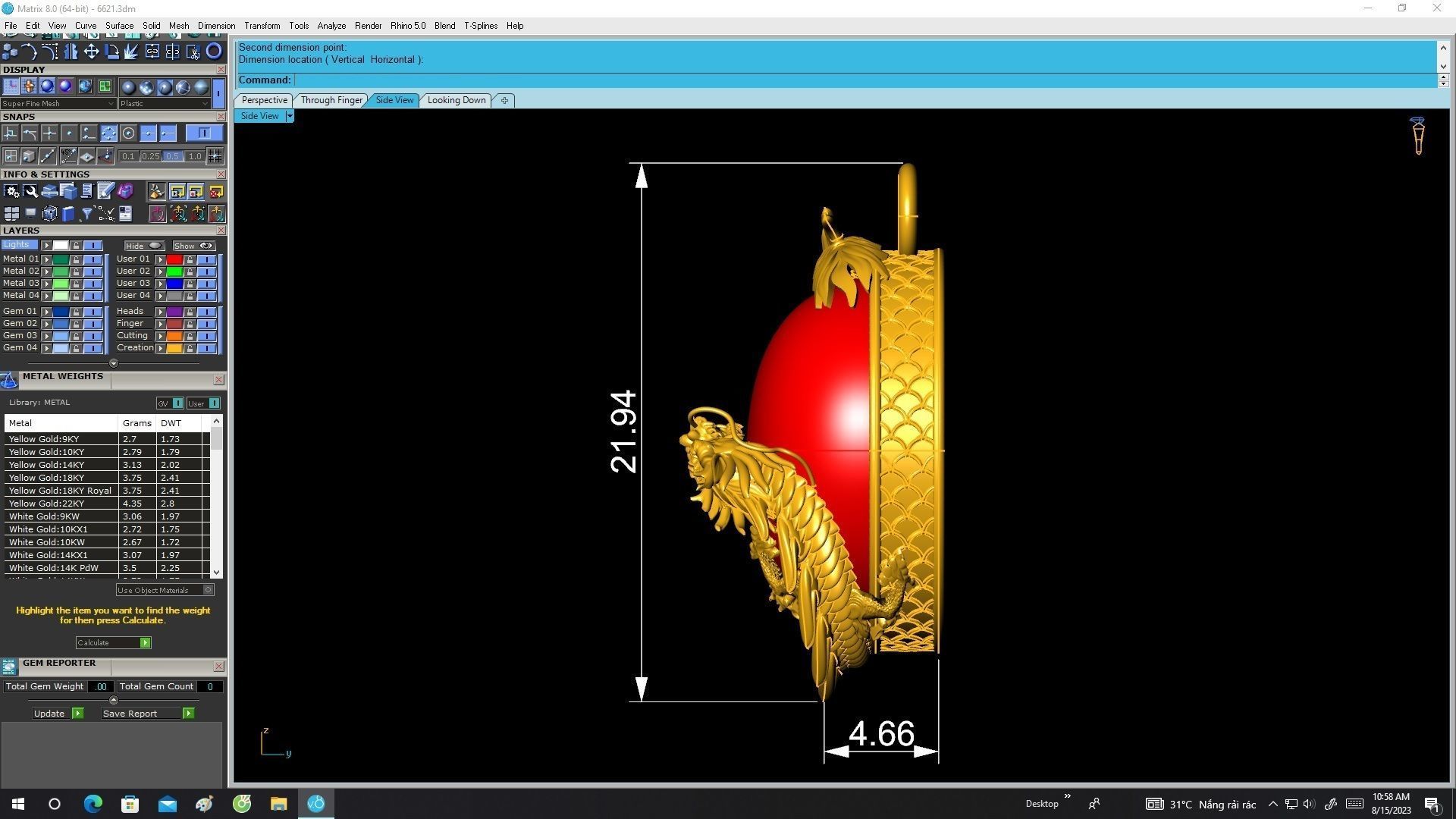 6621 Jewerly Art Dragon Oval Ruby Men pendant 3D print model_8