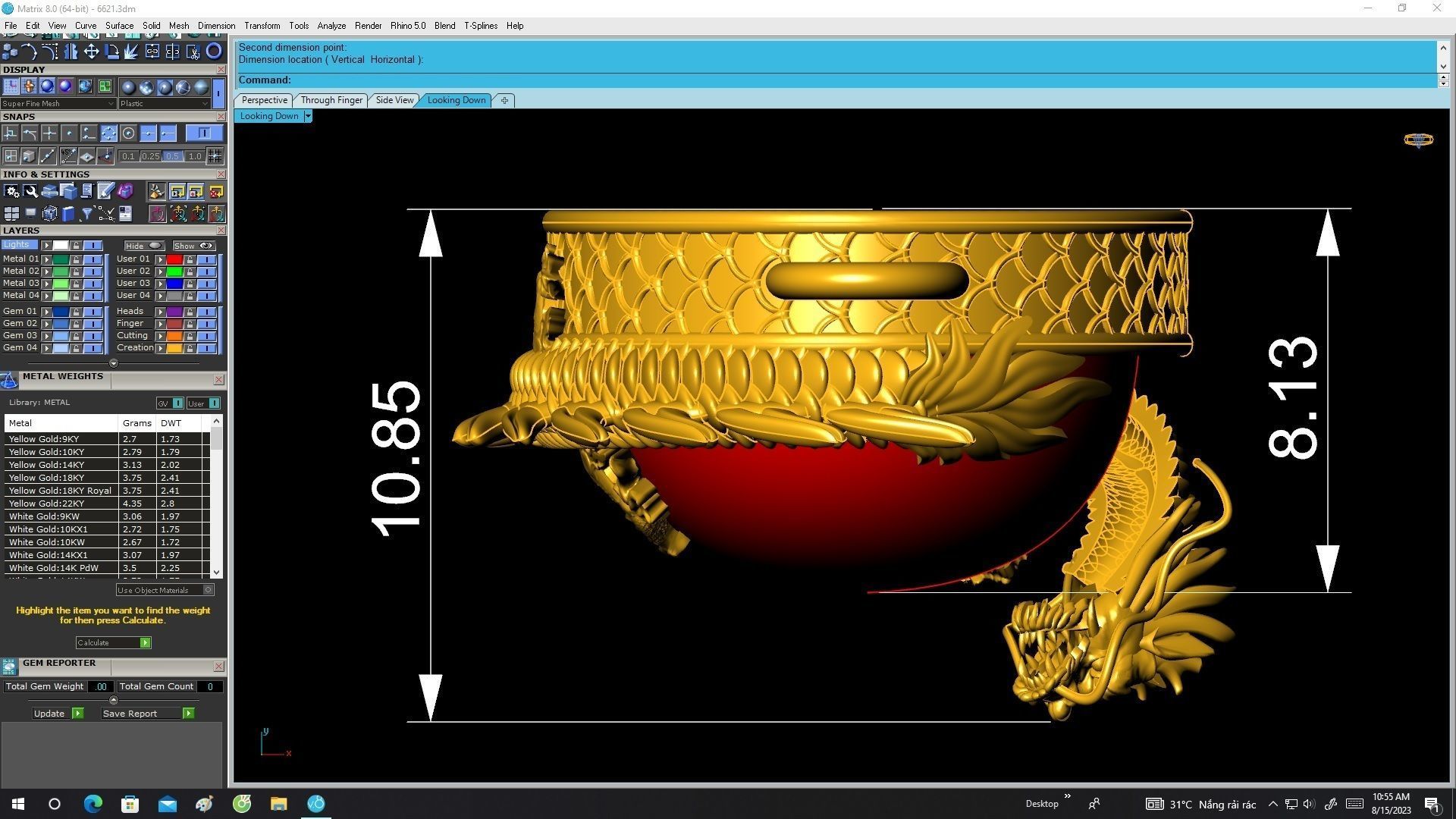 6621 Jewerly Art Dragon Oval Ruby Men pendant 3D print model_6