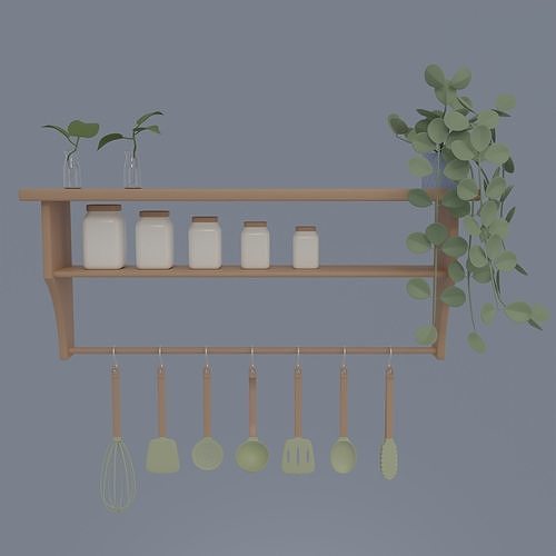 Kitchen and balcony 3D model 7