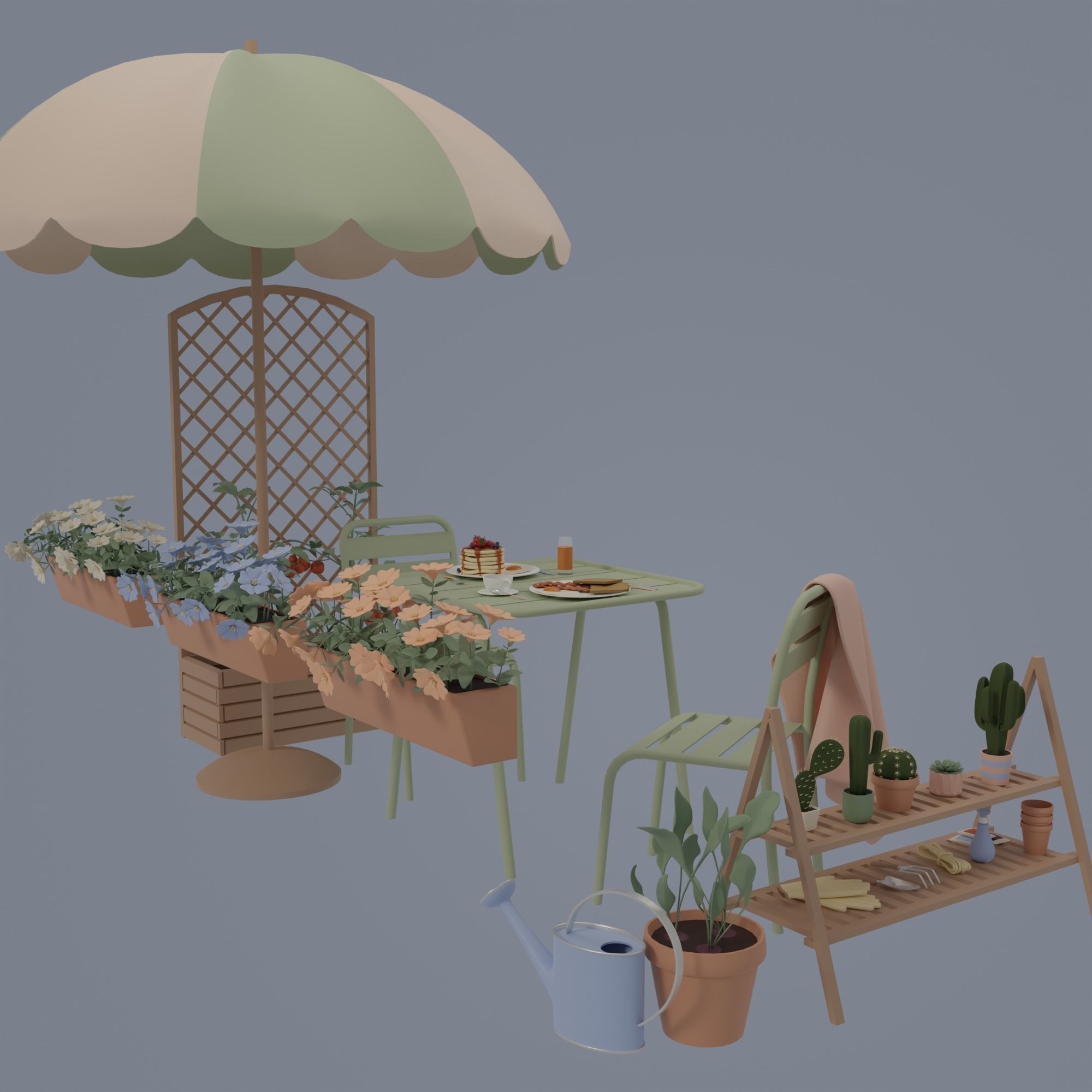 Kitchen and balcony 3D model_26