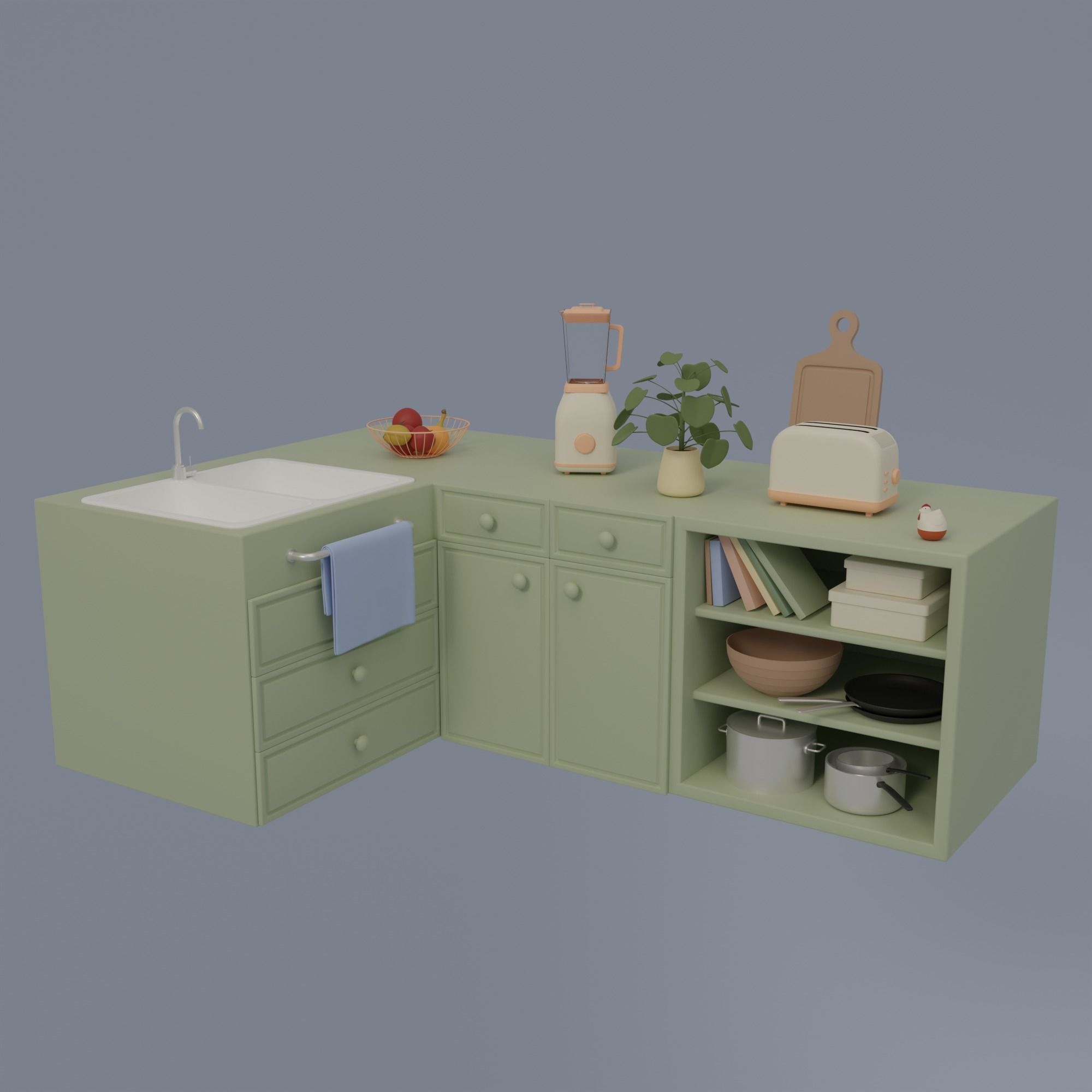 Kitchen and balcony 3D model_17