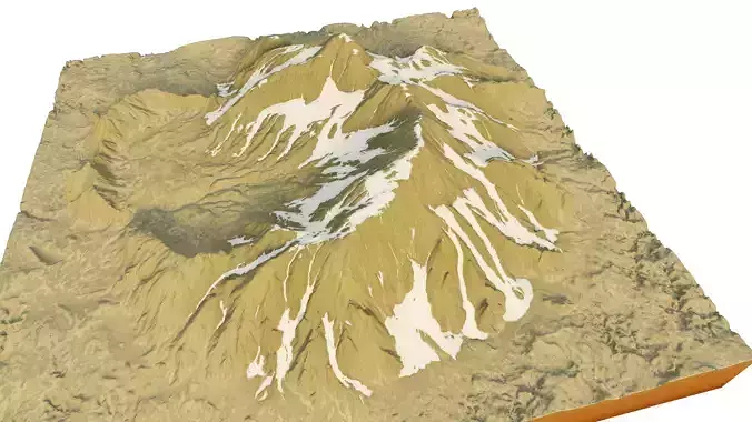 snow mountain with crater free 3d terrain model Free low-poly 3D model