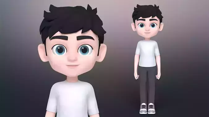 Cartoon Teen Boy Character 1 Low-poly 3D model