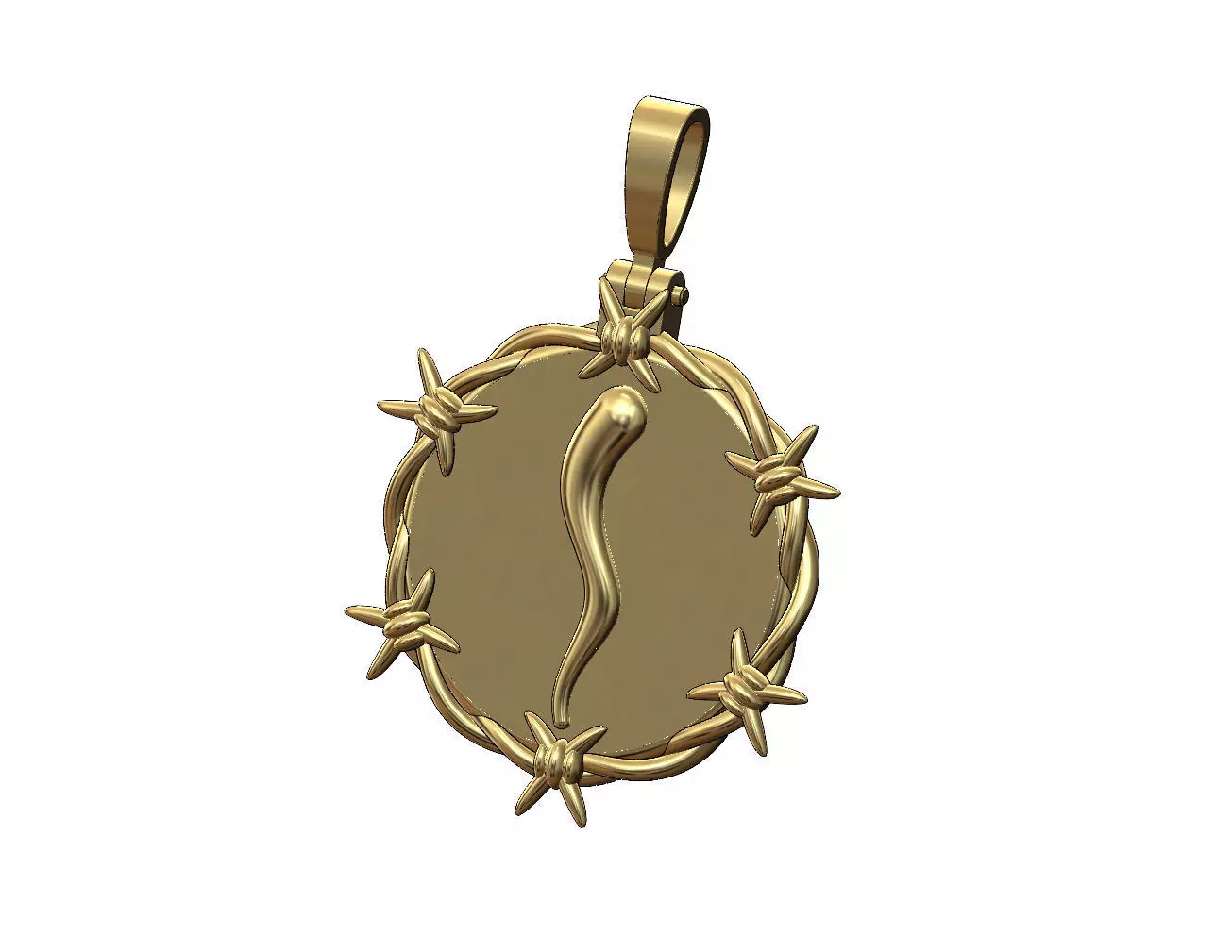 Barbwire Italian horn thornes round pendant bail 3D print model