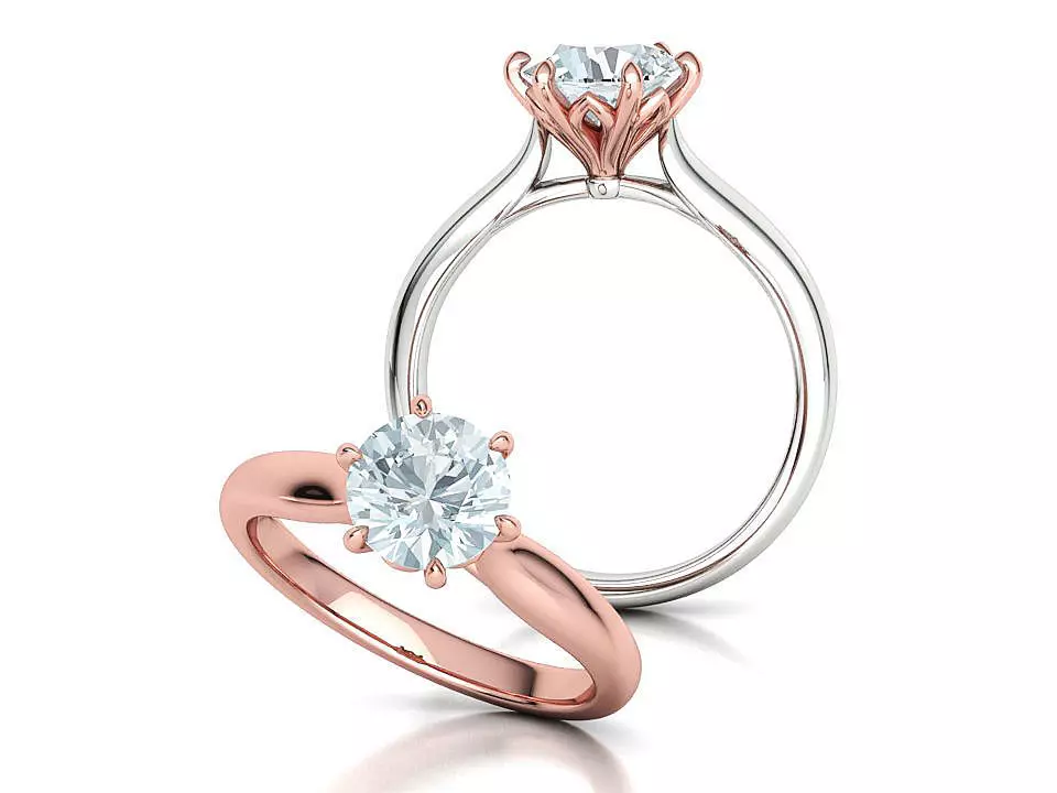 Solitaire Engagement Ring 6claw design Big stone Mossonaite 3D print model