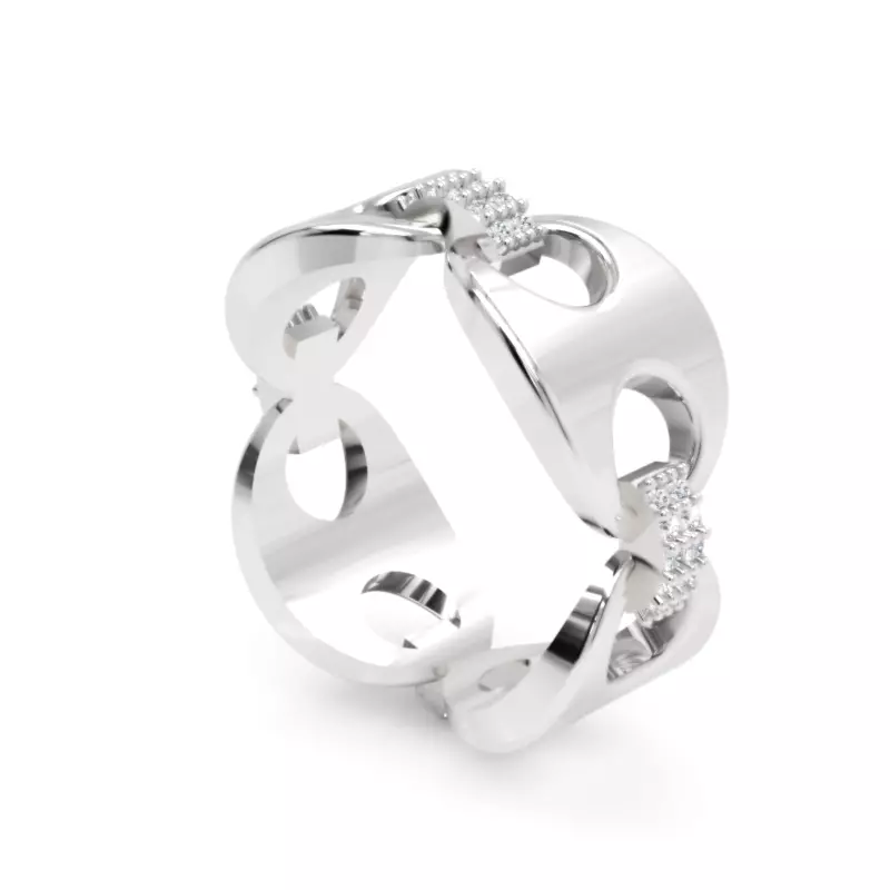 Modern Bow Cut Diamond Ring 3D Model for Printing and Casting Free 3D print model