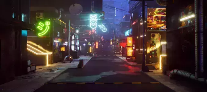Neon City Cyberpunk for UE5 Low-poly 3D model