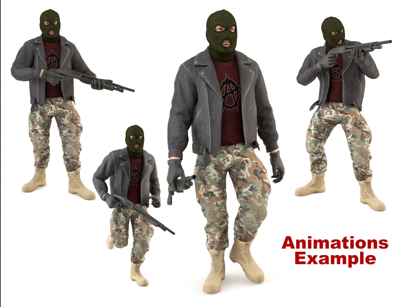 Robbers Pack Low-poly 3D model_4