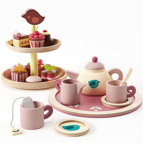 Tender Leaf Birdie Tea Set and Chocolate Bonbons Toy 3D model