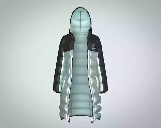 Girls Puffect Long Line- Puffer Hoodie 3D model