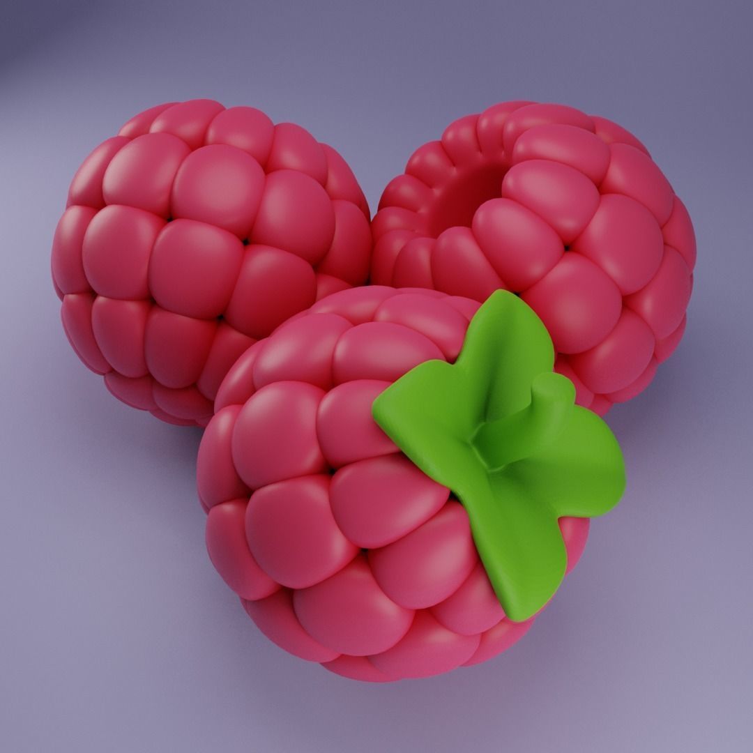 stylized raspberries Low-poly 3D model_1