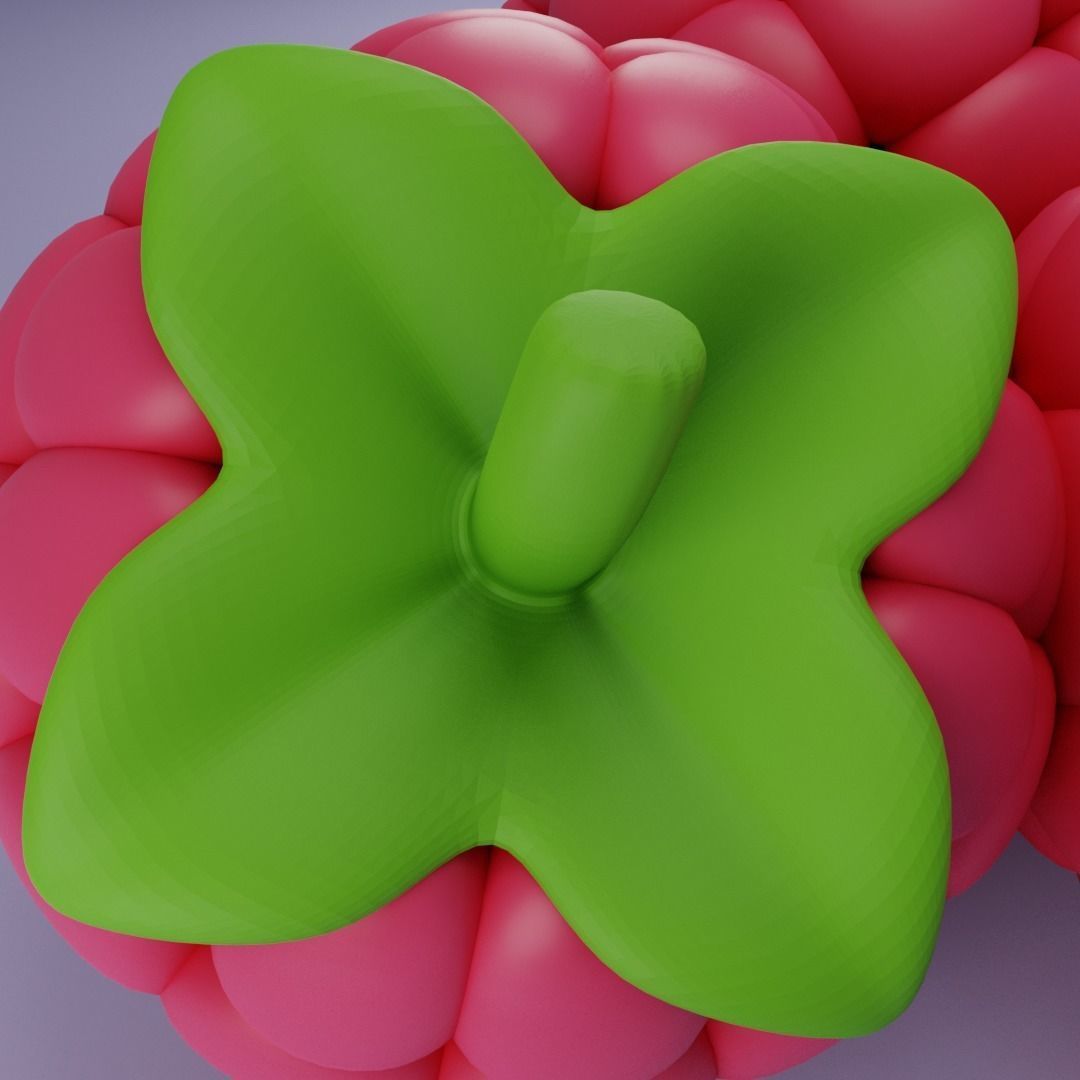 stylized raspberries Low-poly 3D model_4