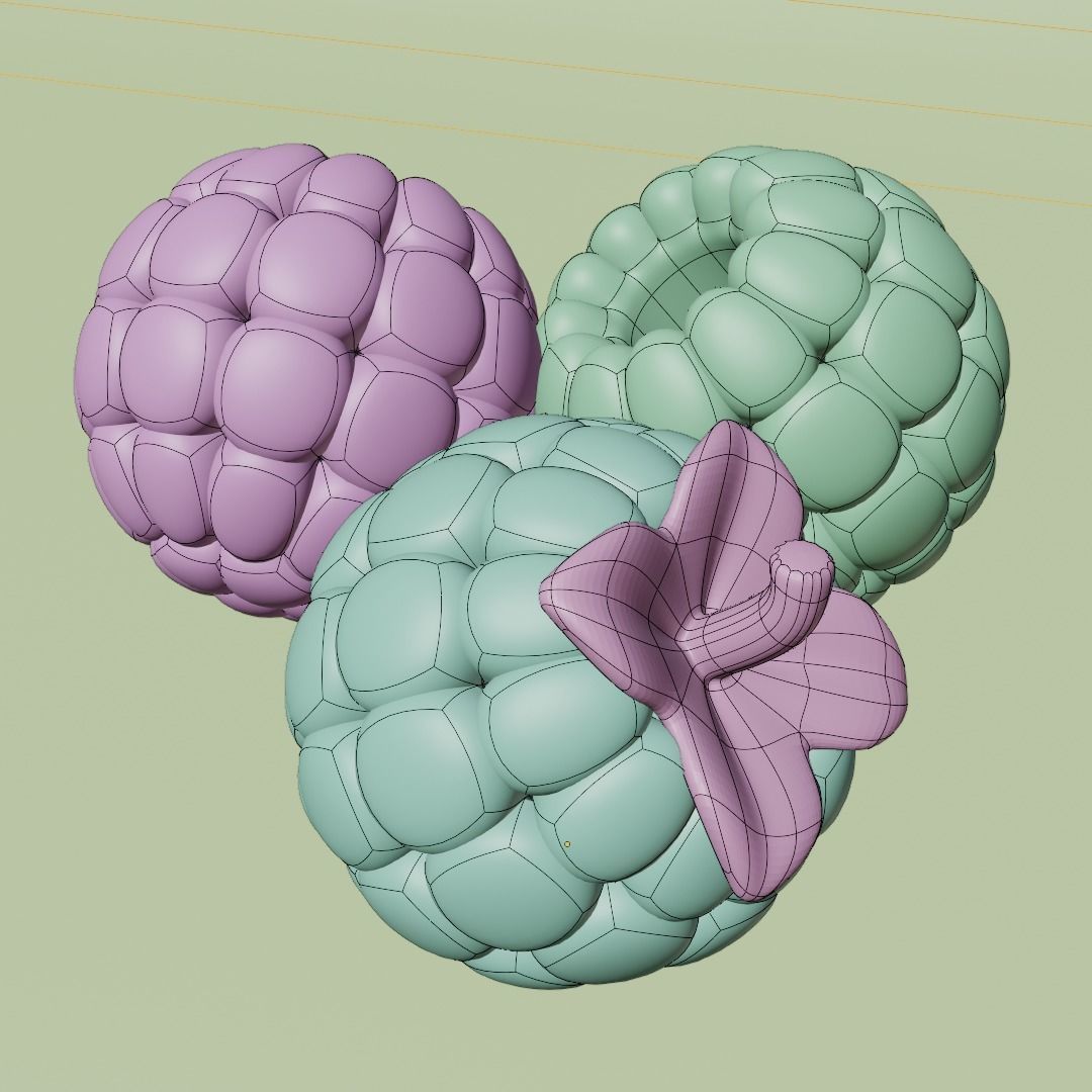stylized raspberries Low-poly 3D model_5