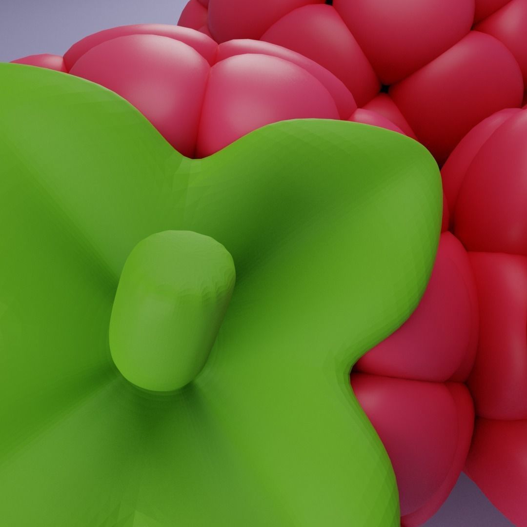 stylized raspberries Low-poly 3D model_3