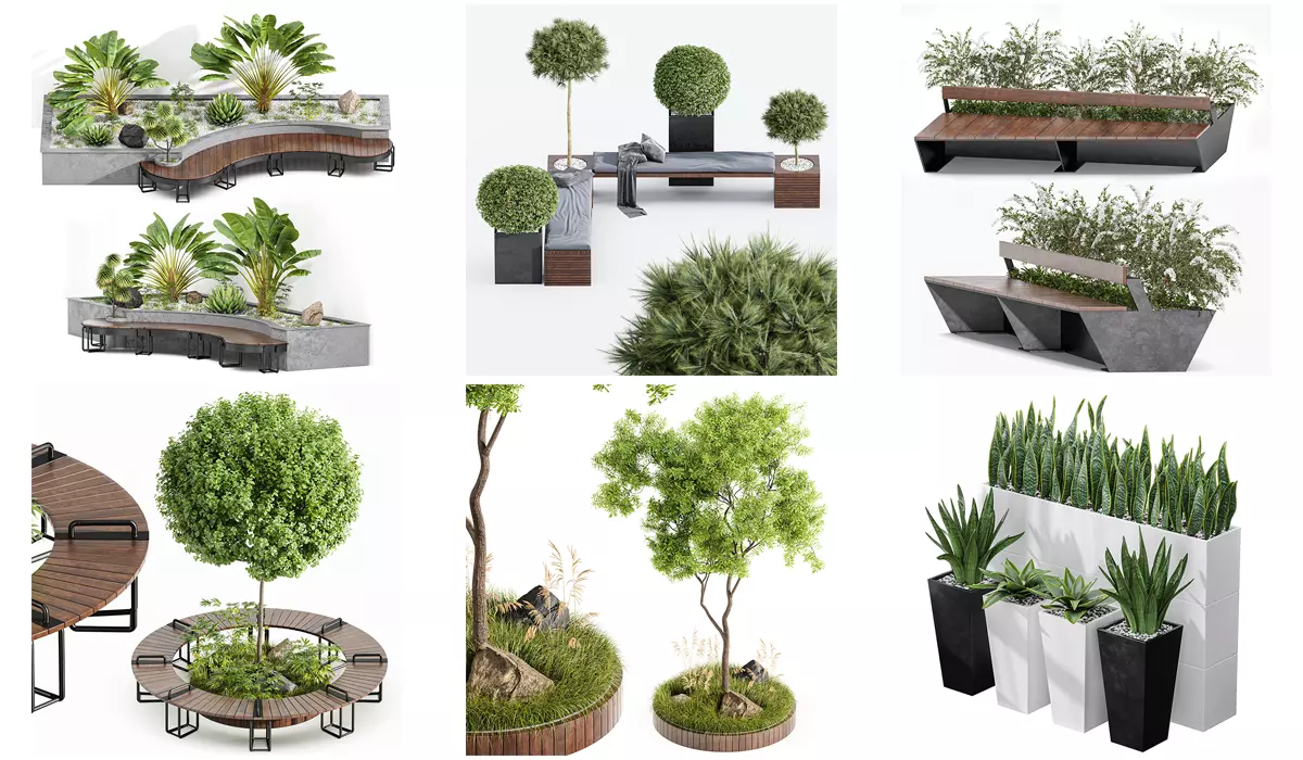 6 Different SETS of Plant Outdoor  SET VOL81 3D Model Collection_0