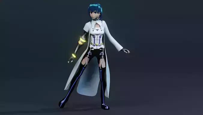 Anime Girl rigged Low-poly 3D model