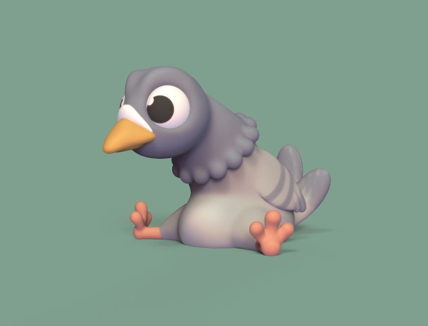 Cartoon Pigeon 3D print model_2
