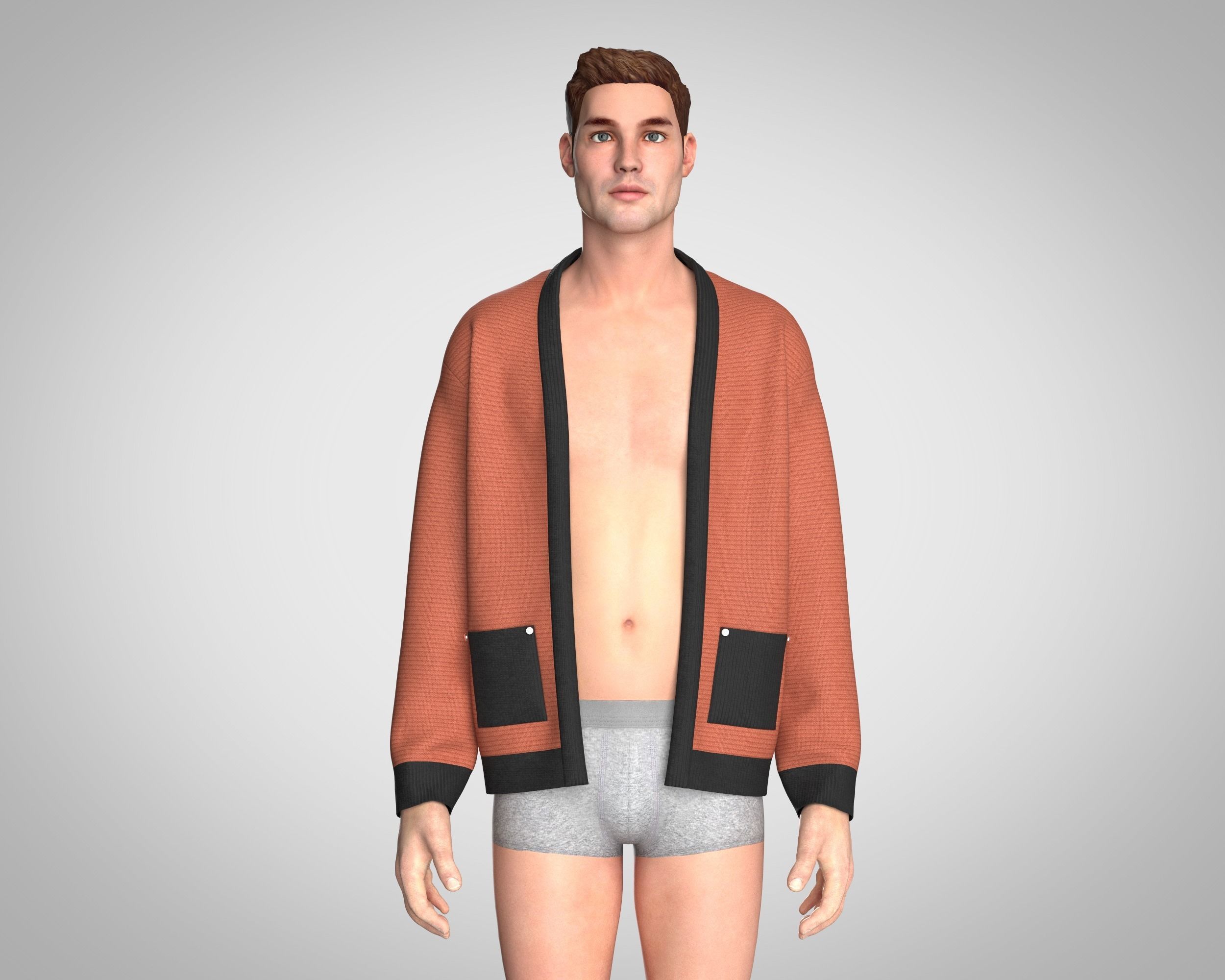 Mens Cardigan 3D model_6