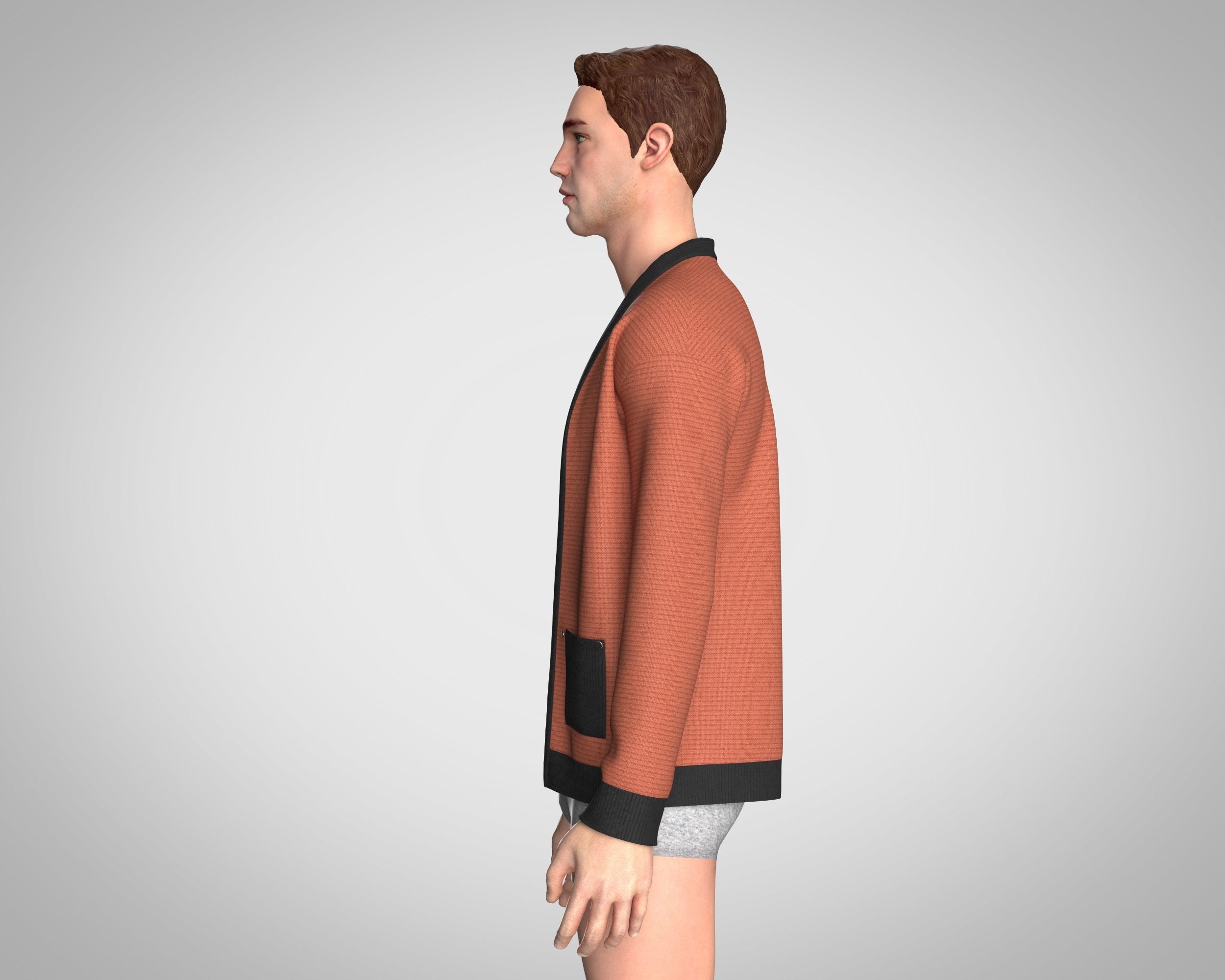 Mens Cardigan 3D model_9