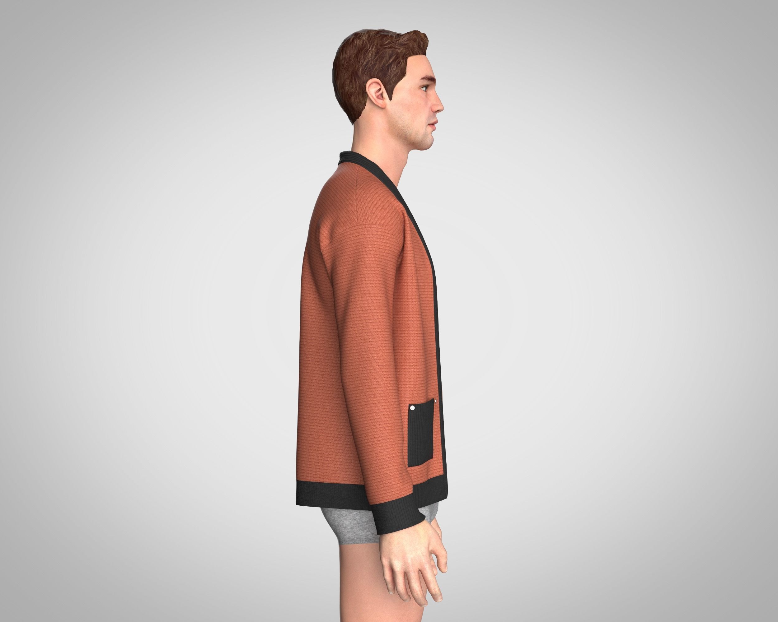 Mens Cardigan 3D model_7