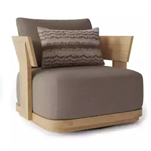 RH SOLARO TEAK SWIVEL LOUNGE CHAIR