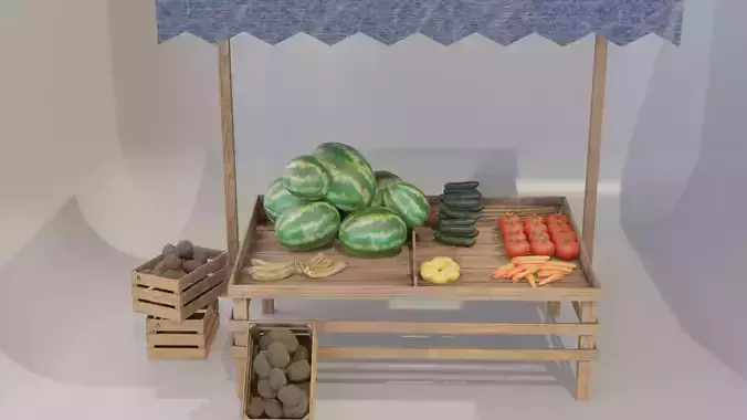 Lowpoly Greengrocer Low-poly 3D model