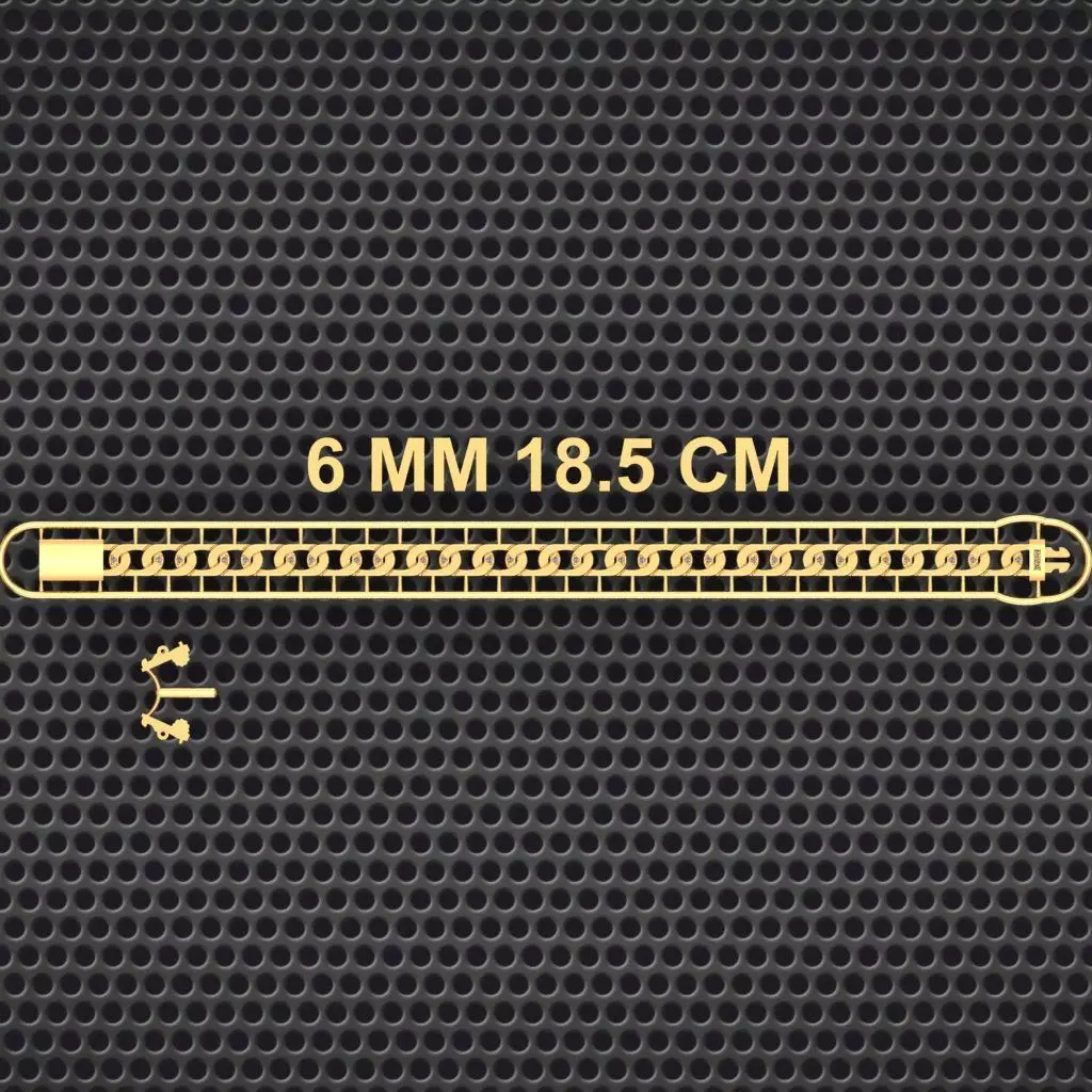 6 MM 18 CM CUBAN LINK CHAIN FOR BRACELET OR NECKLACE 3D print model_0