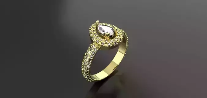 Drop stone and studded ring