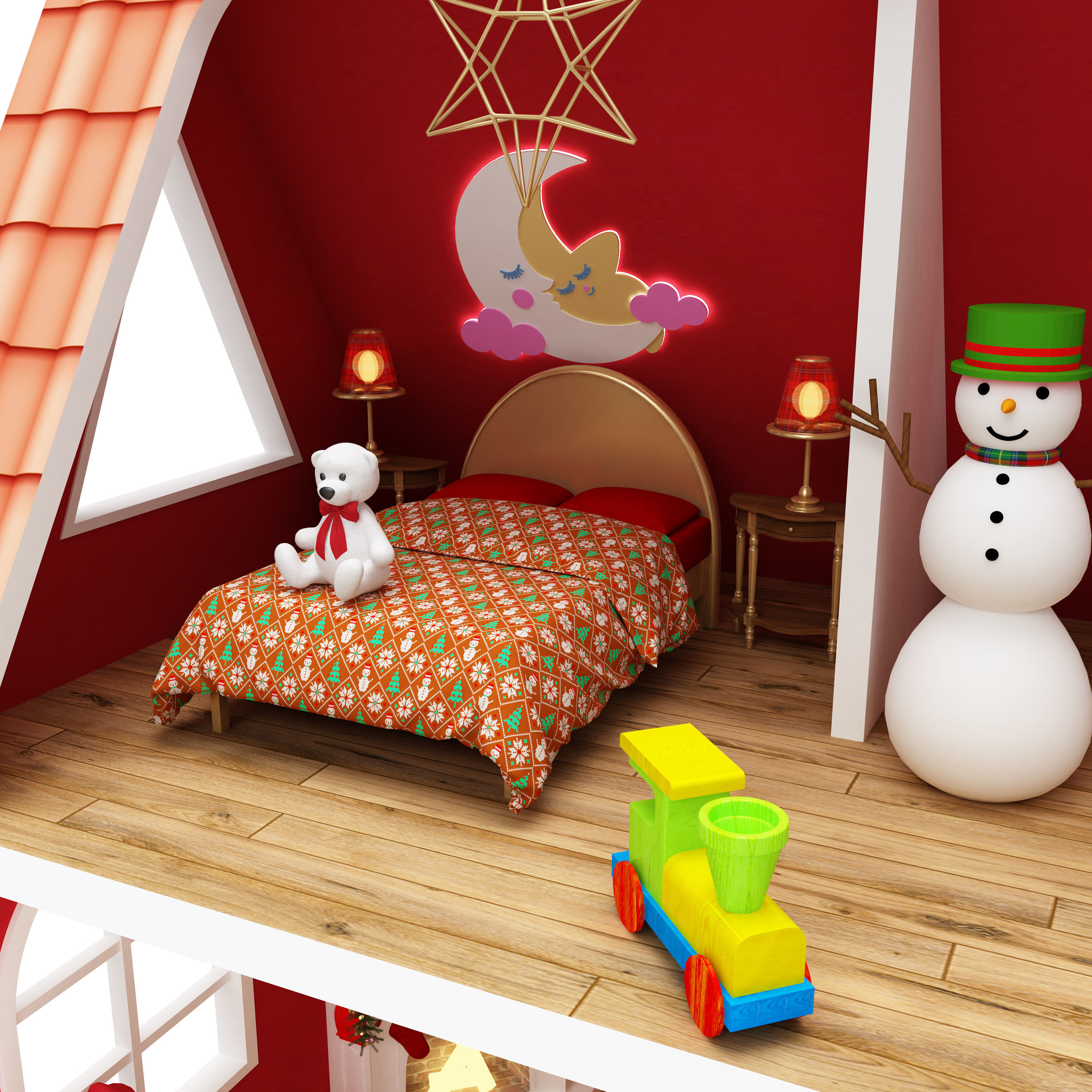 santa claus miniature house dollhouse printable 3D print model_9