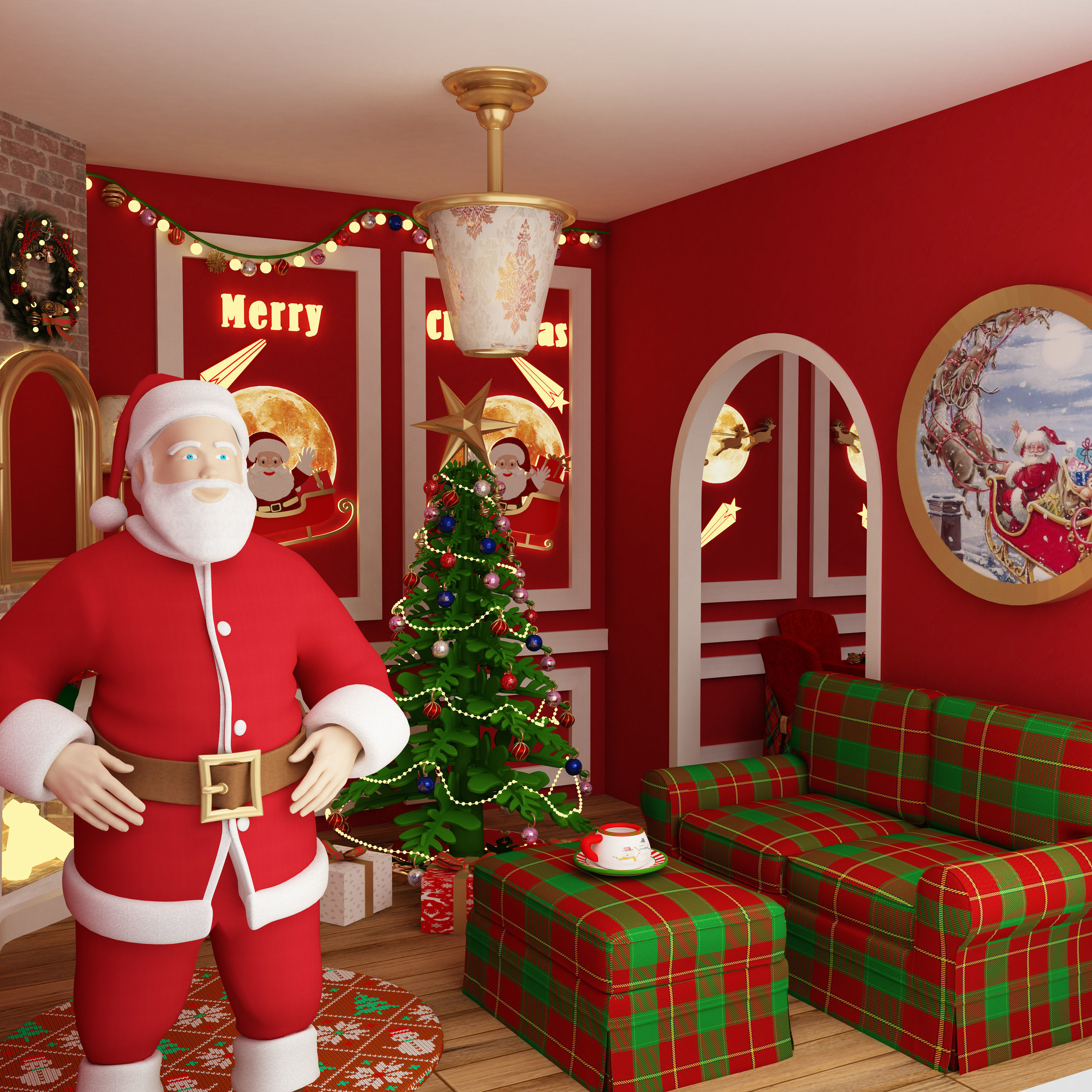 santa claus miniature house dollhouse printable 3D print model_4
