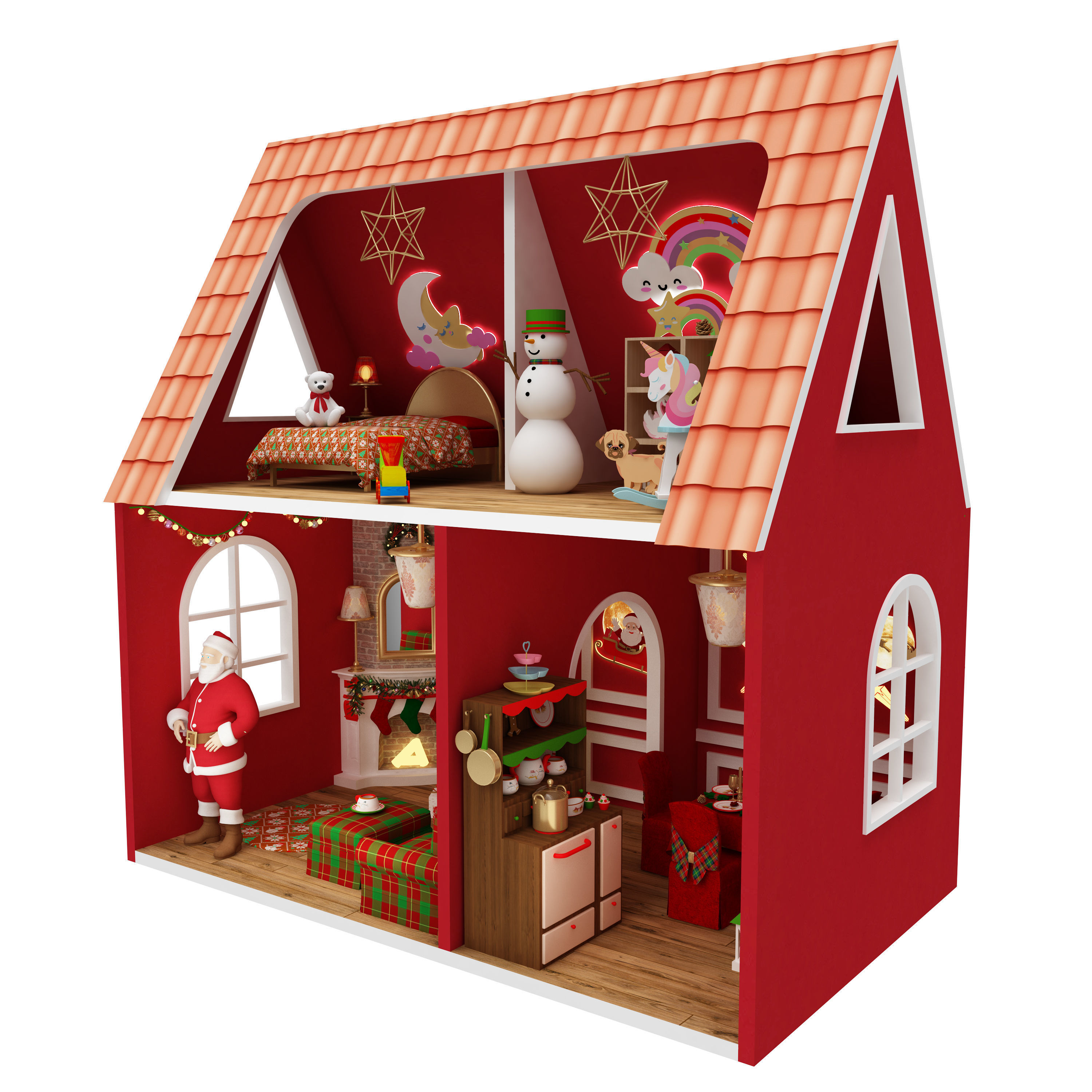 santa claus miniature house dollhouse printable 3D print model_1